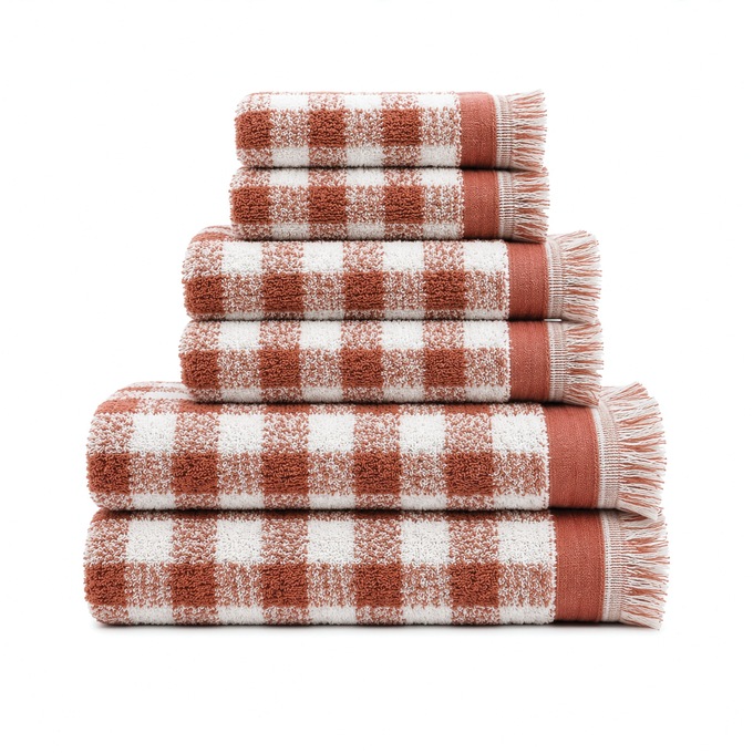 Autumn Bliss Luxury 6-Piece Towel Set, Clay Gingham, large
