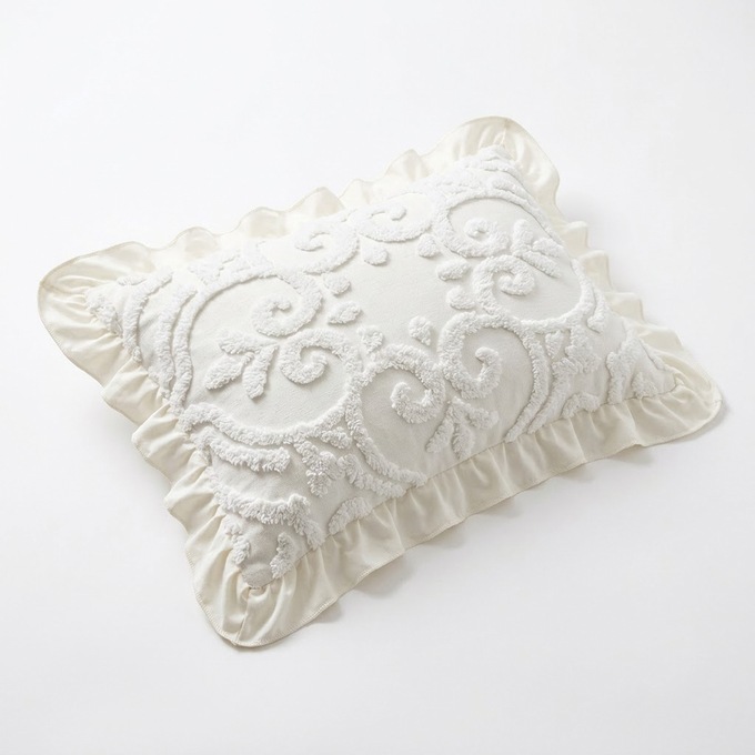 Adeline Chenille Sham with Ruffled Edges, , large