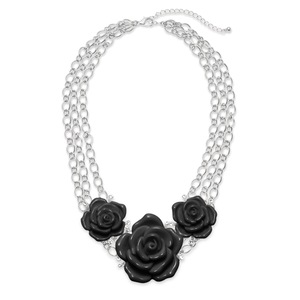 Roses Necklace, Black, large
