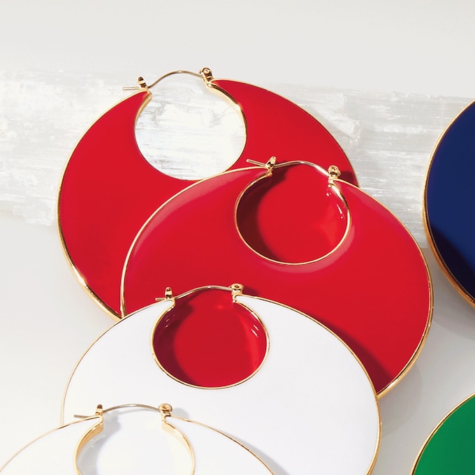 Color Enamel Hoops, , large