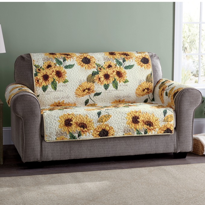 Reversible Sunflowers Furniture Protector Midnight Velvet