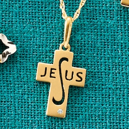 10K Gold Cross/Jesus Pendant, , large