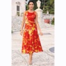 Louisa Vibrant 3-Piece Skirt Suit with Full Skirt and Rhinestone Brooch, , large