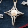Pearl/Cubic Zirconia Star Pendant, , large
