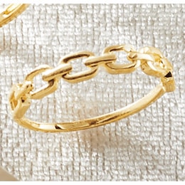 10K Gold Rectangular Link Ring, , large