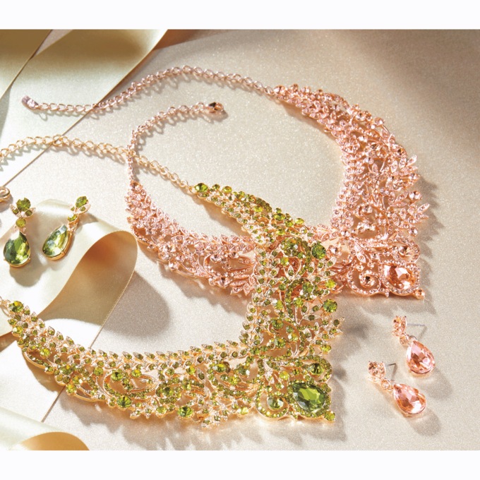 Crystal Filigree Necklace & Earring Set, , large