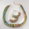 Vibrant Multi-Strand Bead Necklace & Earring Set, Multi, large
