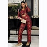 Jenna Jacquard Women's Pant Suit Set with Brooch Closure, , large