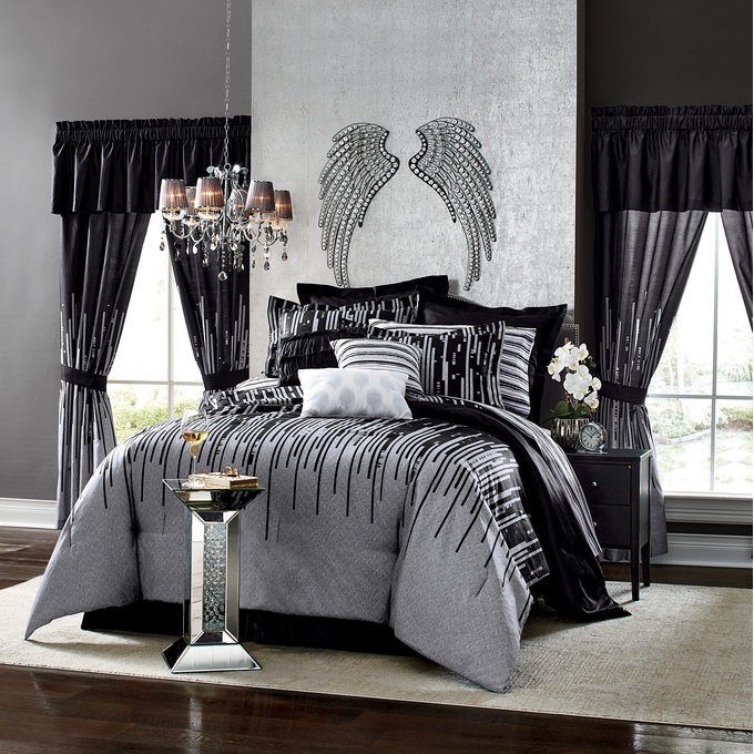 Gilda Comforter Set with Curtains 30 Pieces Midnight Velvet