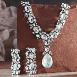 Crystal Removable-Drop Necklace &amp; Earring Set, , large