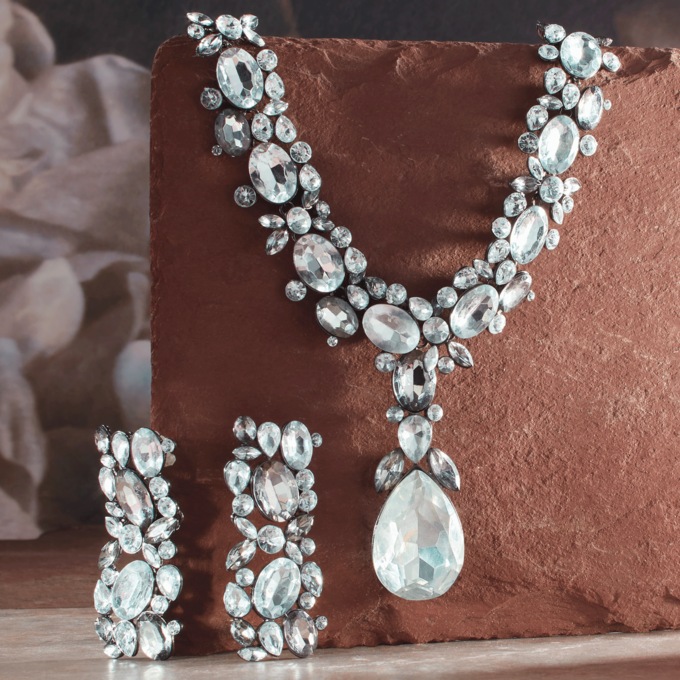 Crystal Removable-Drop Necklace & Earring Set, , large