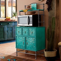 Embossed Floral Microwave Cart, , large