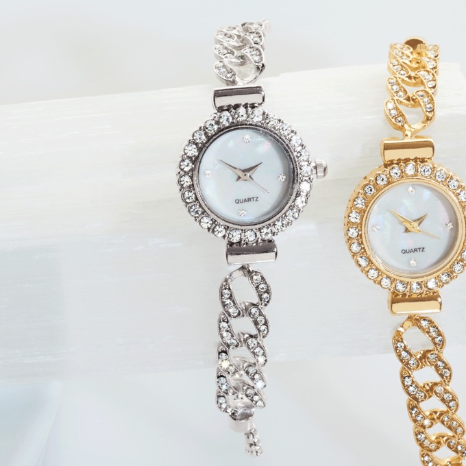 Crystal Round Adjustable Watch , , large