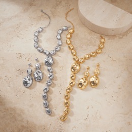 Oval Hammered Necklace &amp; Earring Set, , large