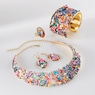 Multicolor Chips Necklace, Cuff, Earring & Ring Set, , large