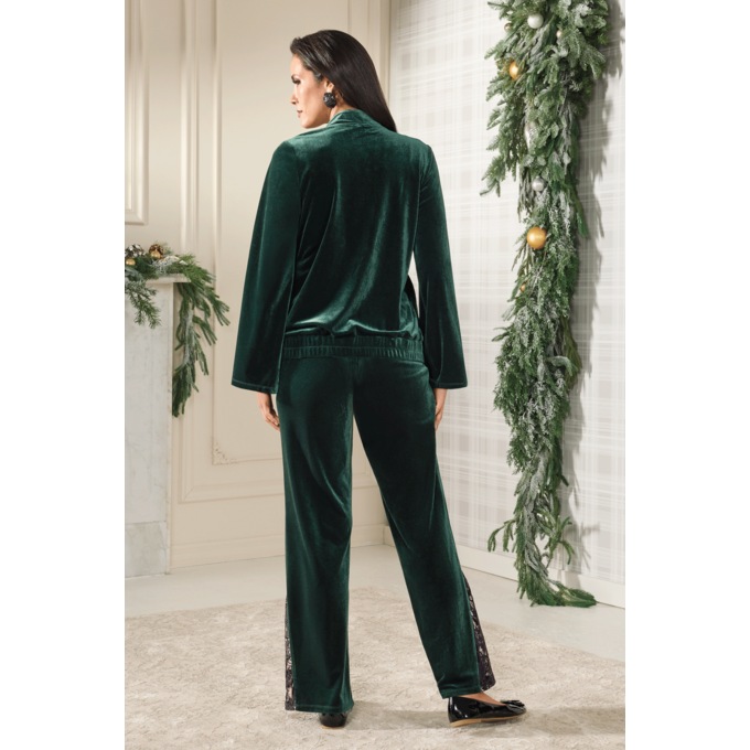 Velvet and Lace Women's Active Set, Green Black, large
