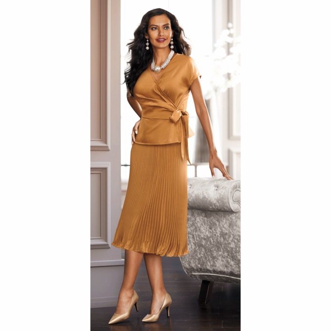Charmeuse Wrap Top, , large