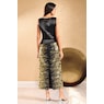 Inget Metallic 3-Piece Skirt Suit with Allover Sequins and Satin Tank Top, Black Gold, large