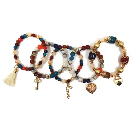 5-Piece Stretch Charm Bracelets, , large