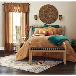 Amirah Jacquard 7-Piece Bedding Set, Panel Pair and Valance, , large