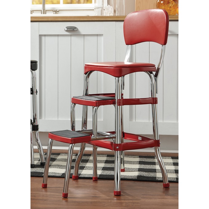 Retro Step-Stool Chair, Red, large