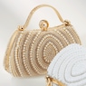 Faux Pearl Embellished Clutch with Catch Closure, , large