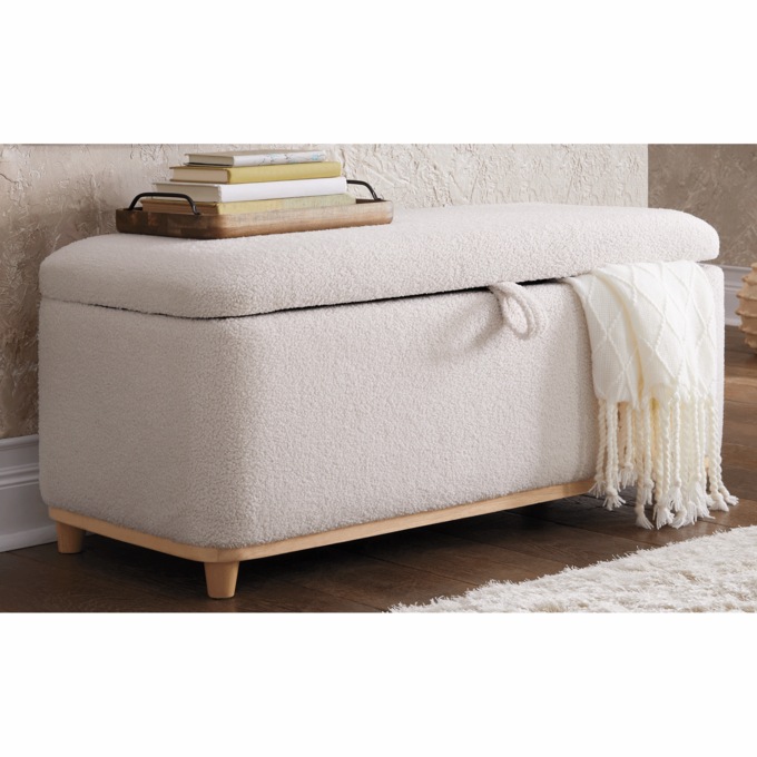 Bouclé Storage Bench, , large