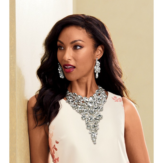 Crystal Bib Necklace and Earring Set, , large