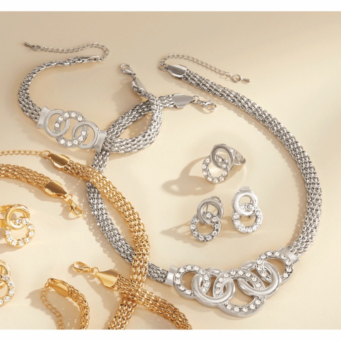 Crystal/Rings Necklace, Bracelet, Earrings & Ring Set, , large