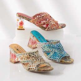 Lacyloops Faux Leather and Woven Textile Slide, , large