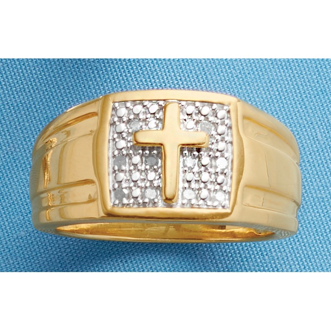 Men&#39;s Diamond Cross Ring, , large