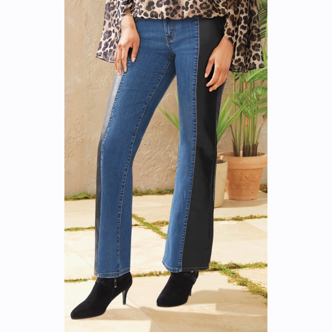 Tessa Faux Leather Trim Jean, , large