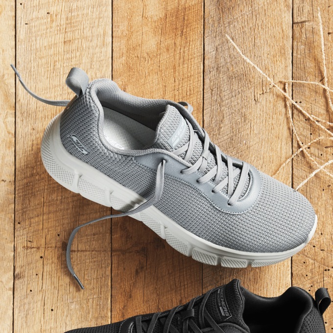BOBS Men's Sport B Flex Cool Edge Lace-up by Skechers, Gray, large