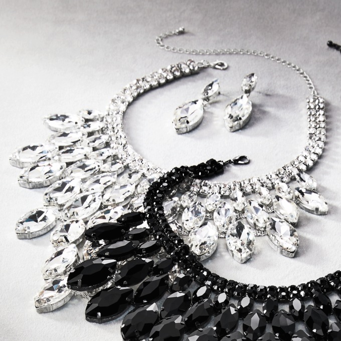 Crystal Marquis Bib Necklace & Earring Set, , large