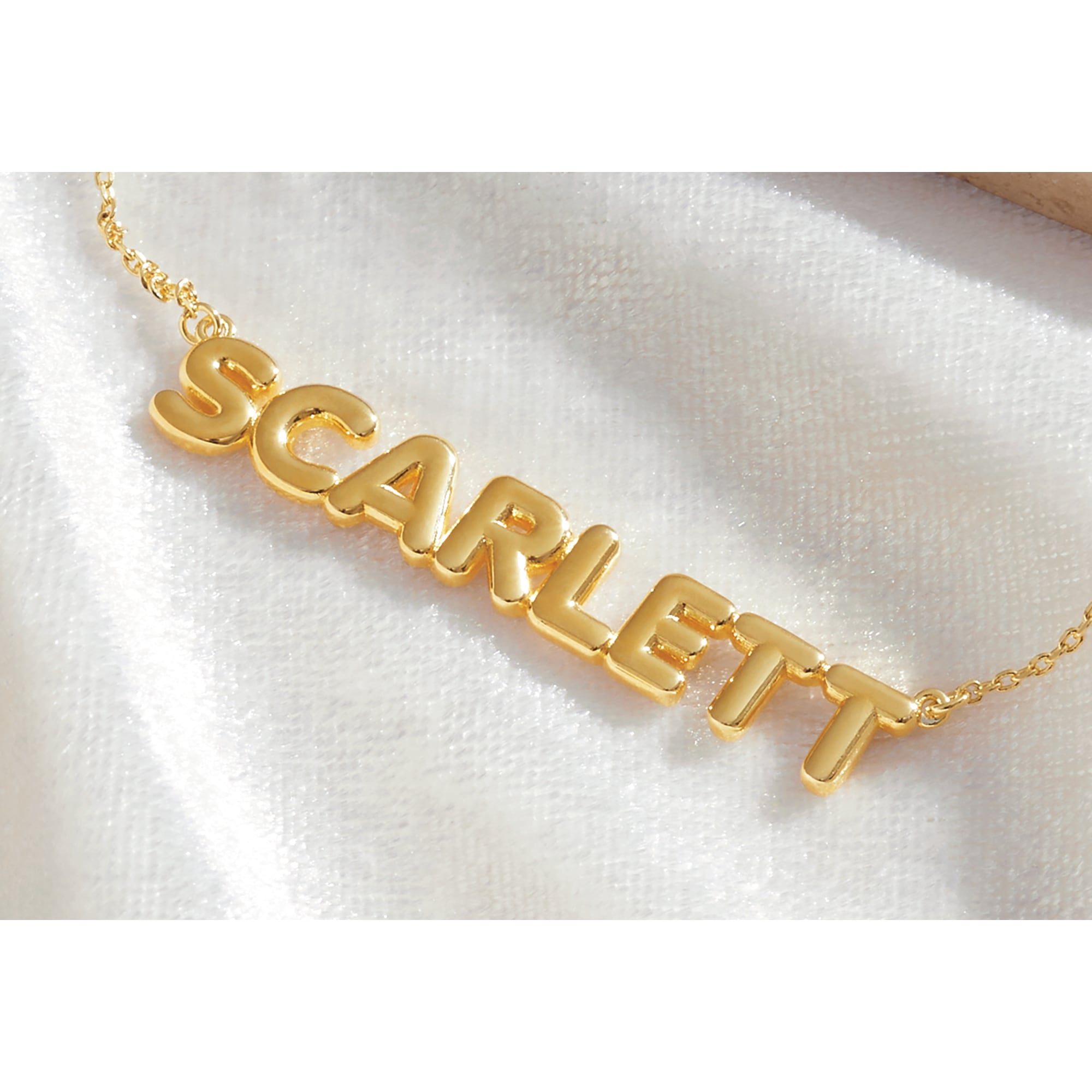 Personalized Name Bubble Letters Necklace, Gold over Sterling Silver, large