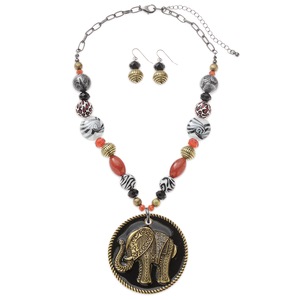 Elephant Bead Pendant & Earring Set, , large