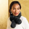 Faux-Fur Pom Neck Scarf, Black, large