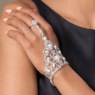 Faux Pearl & Crystal Wristlet Ring, Silvertone, large