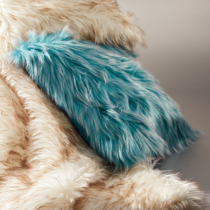 Teal shop fur pillow
