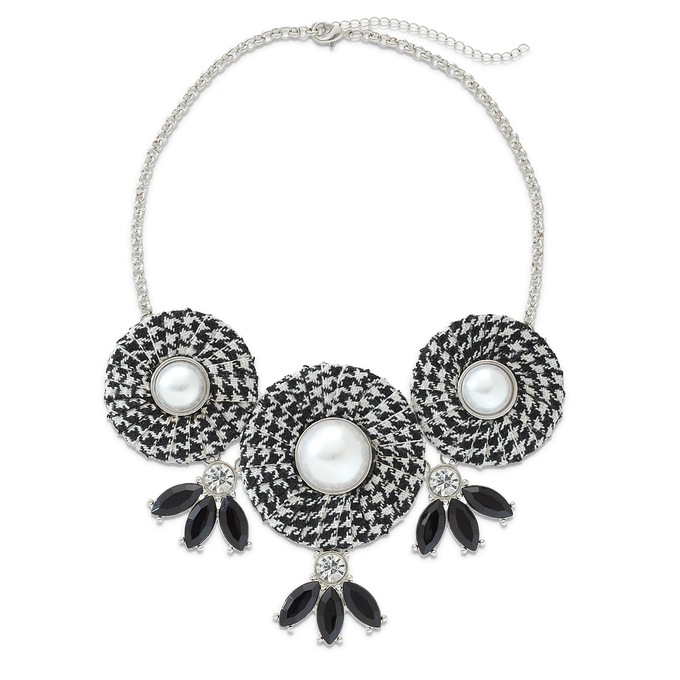 Houndstooth Fabric Necklace, , large