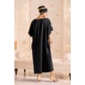 Dulce Maxi Caftan and Fringed Headwrap, Black, large
