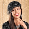 Ziva Rhinestone Satin Hat, Black, large