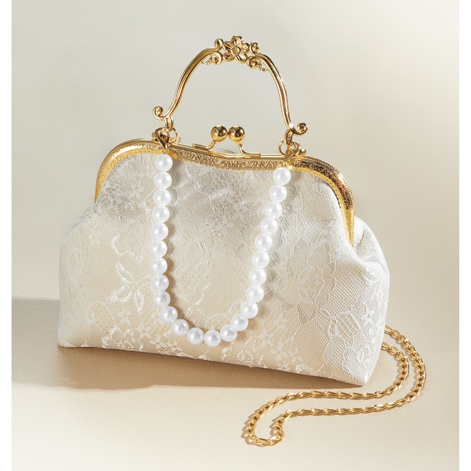 Lace and Pearl Handbag, , large