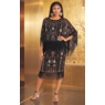 Bonnee Embellished Cape Fringe Jacket Dress with Sequins and Seed Beads, , large