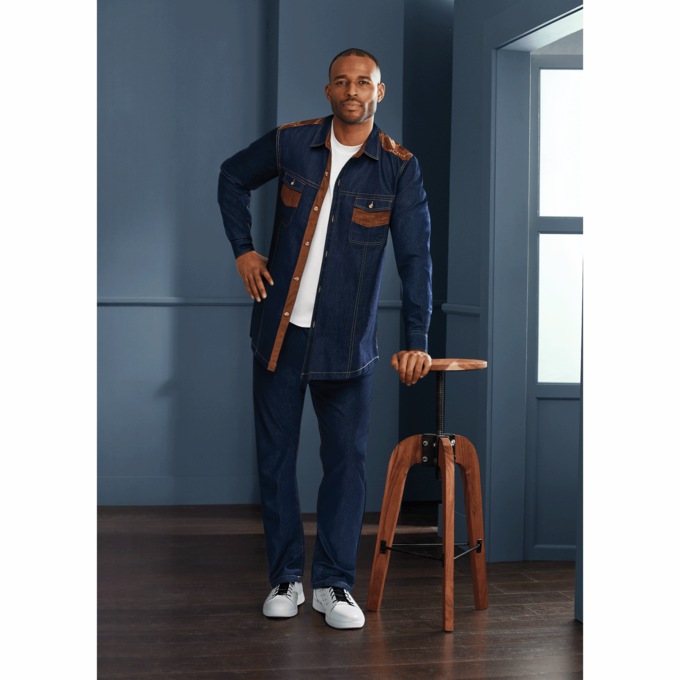 Stacy Adams Denim Pant Set, , large