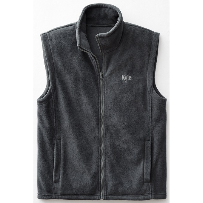 Men's Personalized Fleece Vest, Gray, large