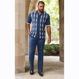 Stacy Adams Geo-Knit Shirt Pant Set, , large