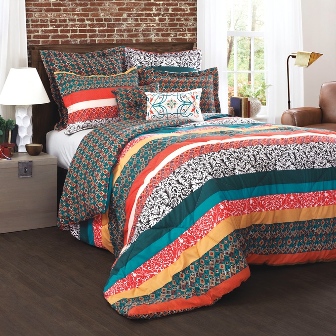 Boho Stripe 7-Piece Comforter Set, , large