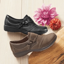 Clarks Leather Carleigh Lily Slip-On with Removable Footbed, , large