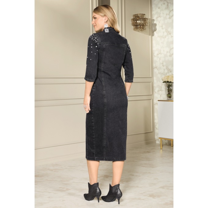Kali Embellished Denim Sheath Dress, , large